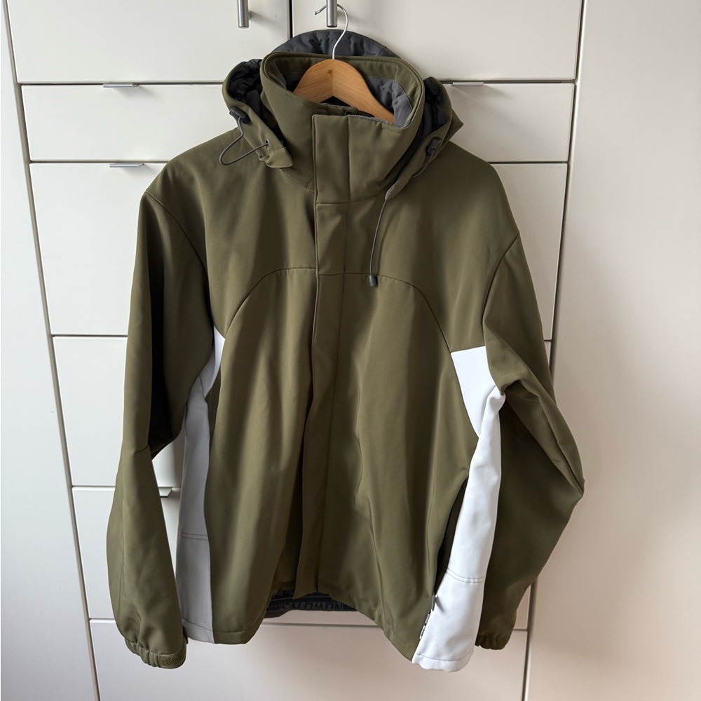 Salomon Clima Pro Men’s Ski Jacket Olive/White Size L Waterproof - Picture 3 of 15